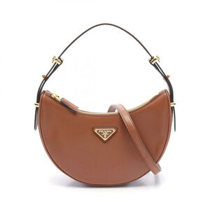 Prada SOFT CALF Arche Handbag Leather Brown